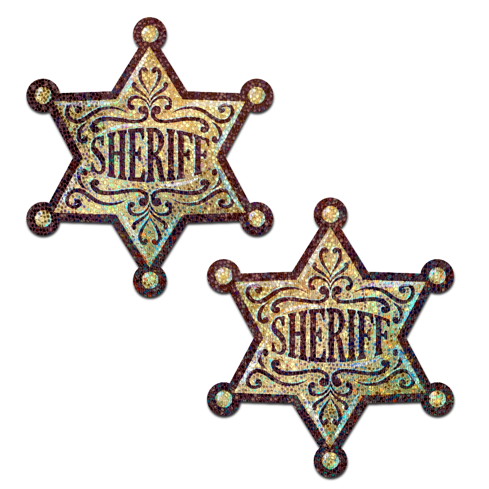 5-Pack: Sheriff Star: Glittering Golden Sheriff's Badge Nipple Pasties by Pastease®