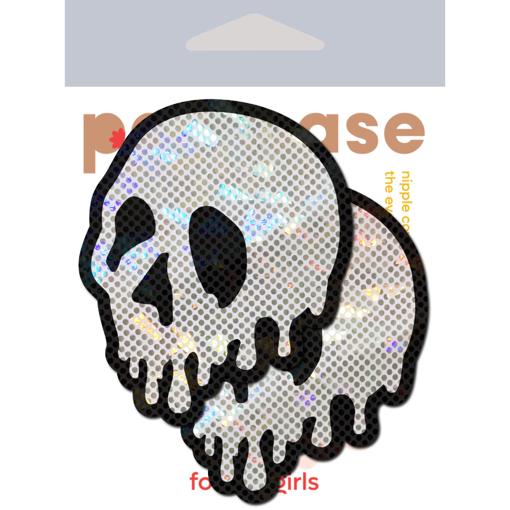 5 Pack: Skull Melt Pasties: Shattered Glass Drip Skull Nipple Covers by Pastease®