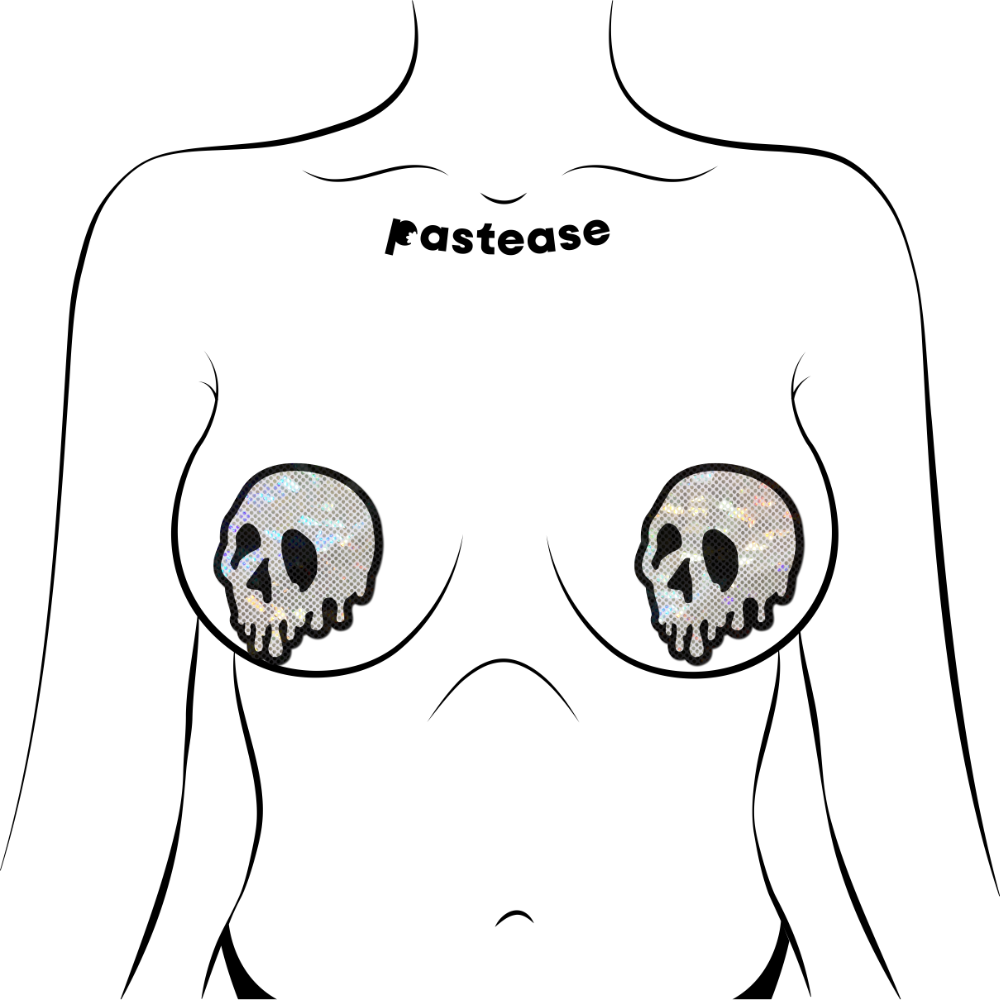 5 Pack: Skull Melt Pasties: Shattered Glass Drip Skull Nipple Covers by Pastease®