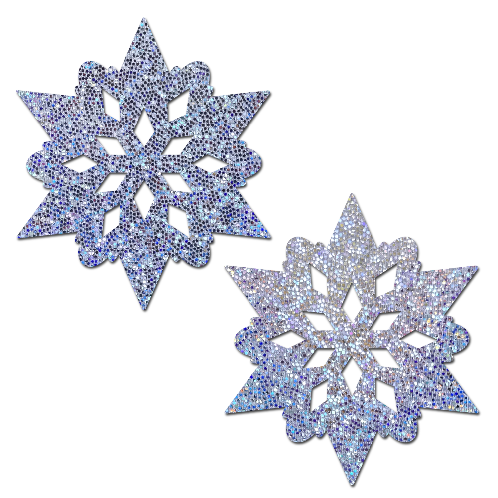 5 Pack: Snowflakes: Silver Glitter Snowflake Nipple Pasties by Pastease® o/s