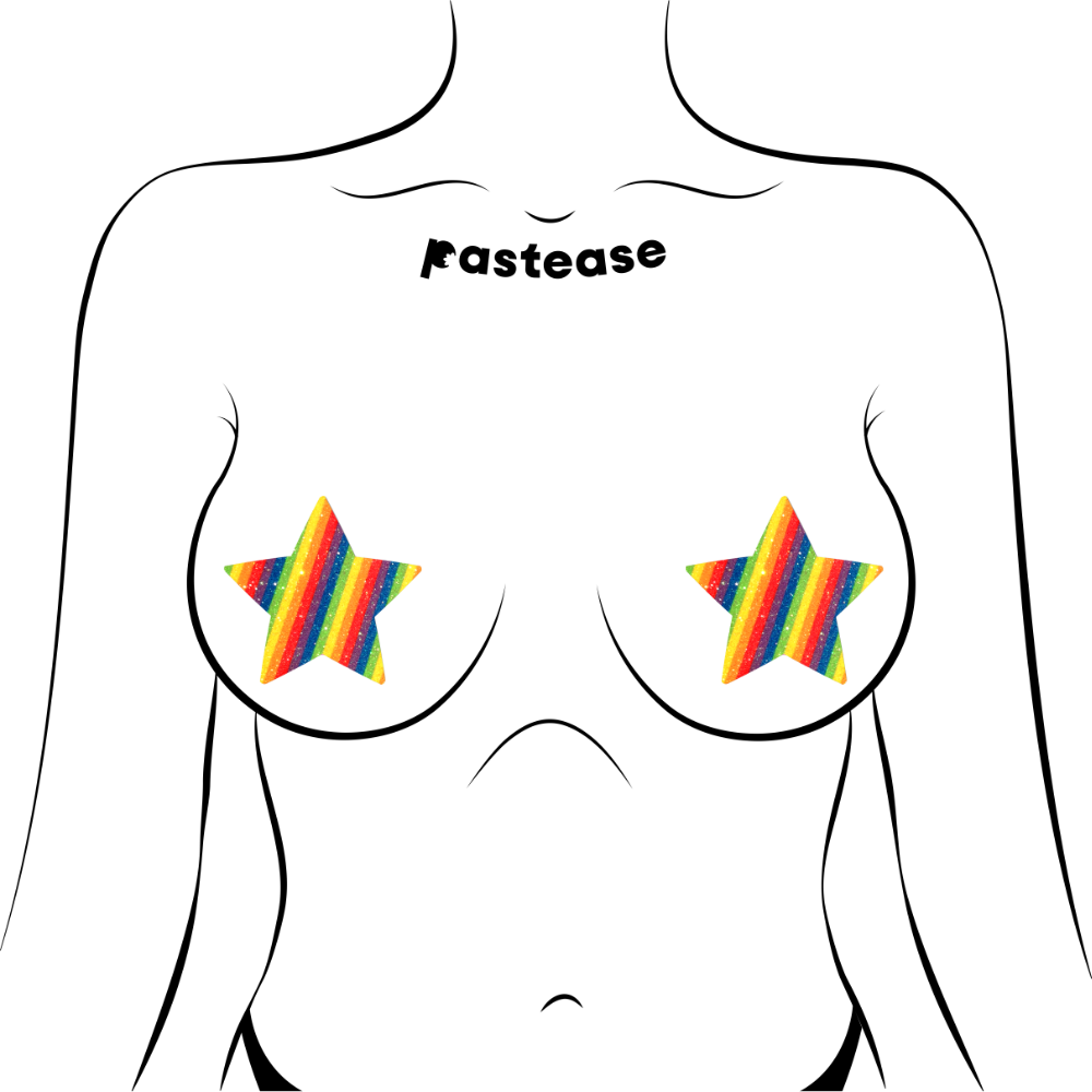 5-Pack: Star: Glittering Double Rainbow Star Nipple Pasties by Pastease® o/s