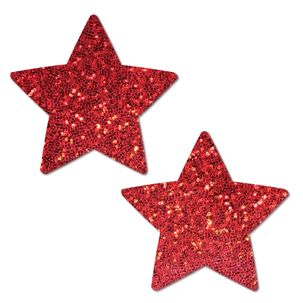 5-Pack: Star: Red Glitter Star Nipple Pasties by Pastease® o/s