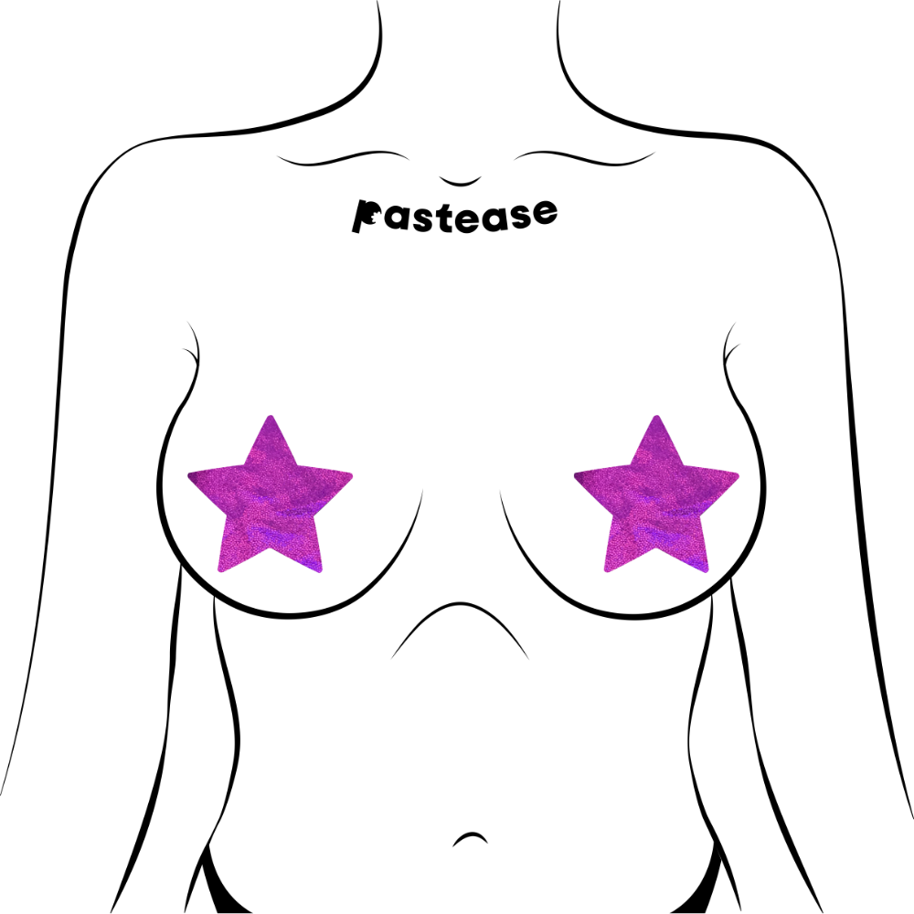 5-Pack: Star: Pink Holographic Star Nipple Pasties by Pastease® o/s