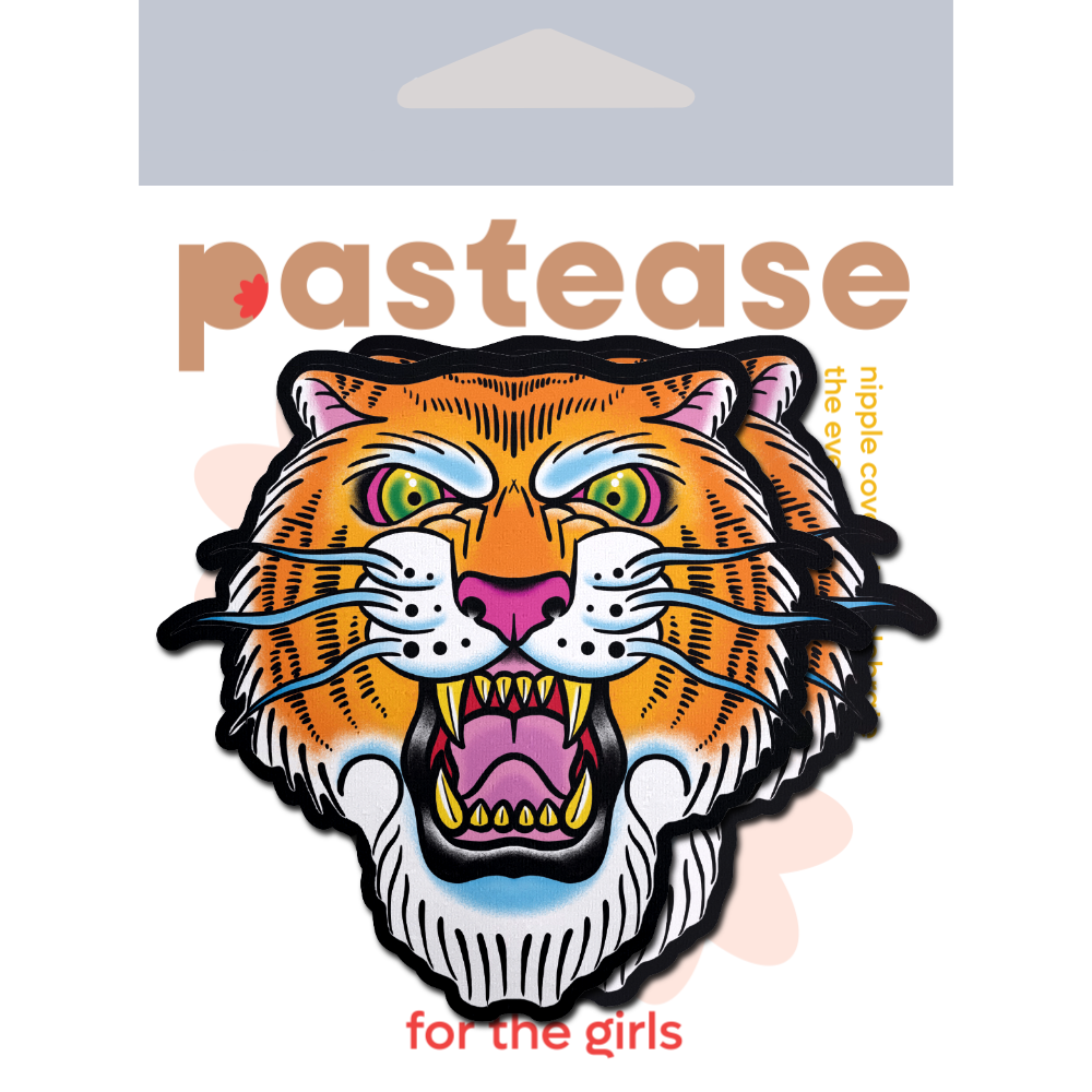 5-Pack: Tiger: Ferocious Tattoo Jungle Cat Diamond Thom™ Nipple Pasties by Pastease®