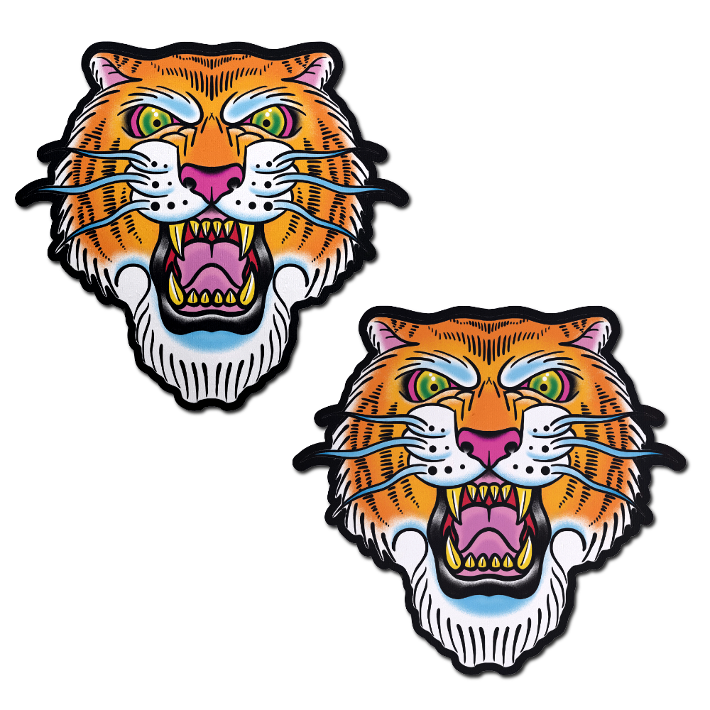 5-Pack: Tiger: Ferocious Tattoo Jungle Cat Diamond Thom™ Nipple Pasties by Pastease®