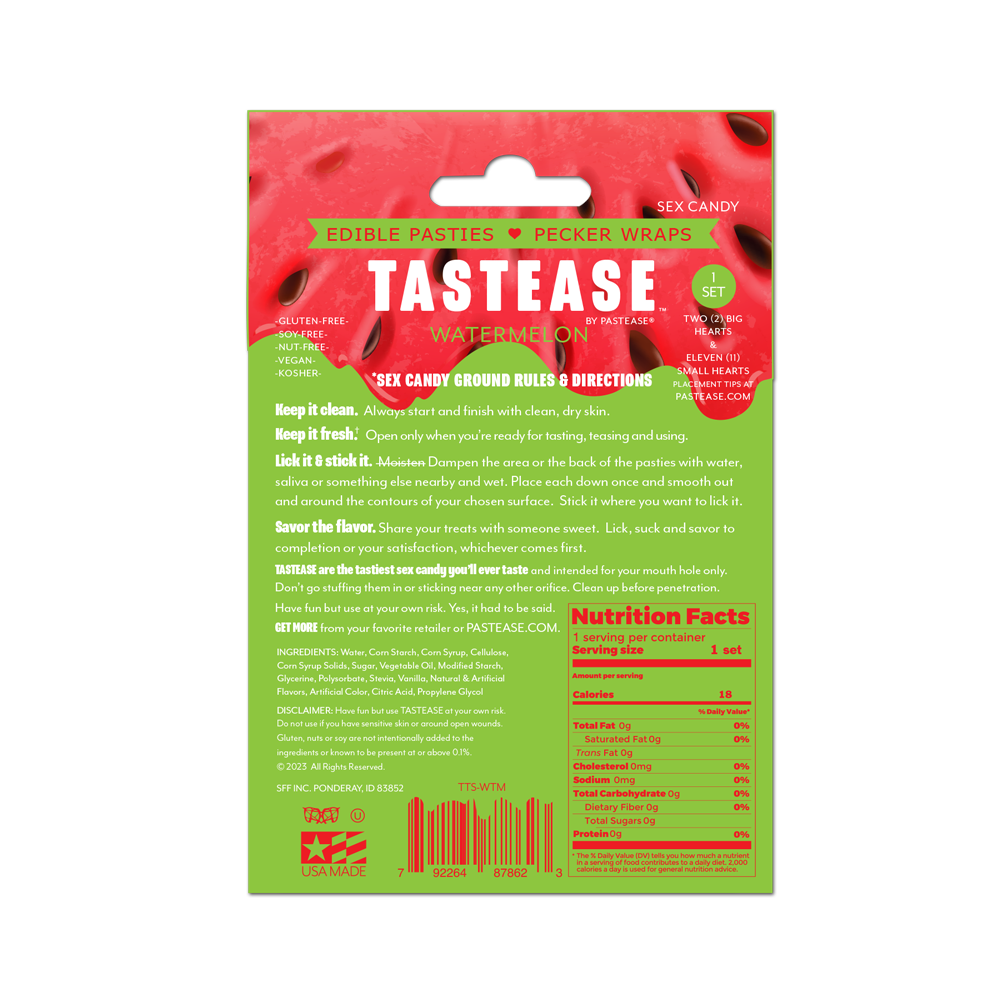 5 Pack: Tastease: Edible Pasties & Pecker Wraps Watermelon Candy by Pastease®