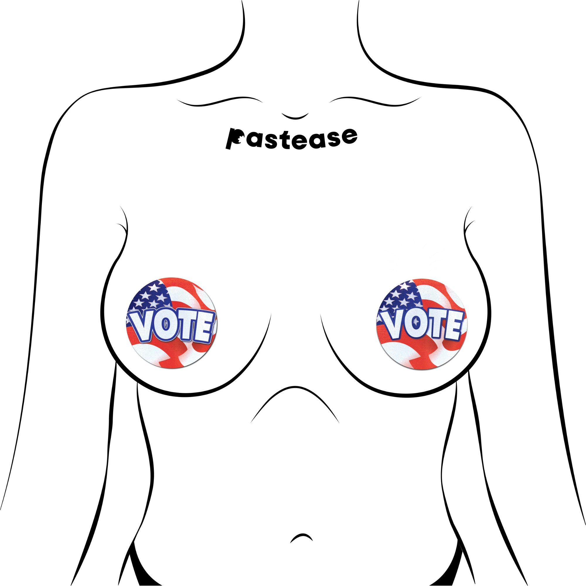 5-Pack: Vote: Patriotic USA American Vote Nipple Pasties by Pastease® o/s
