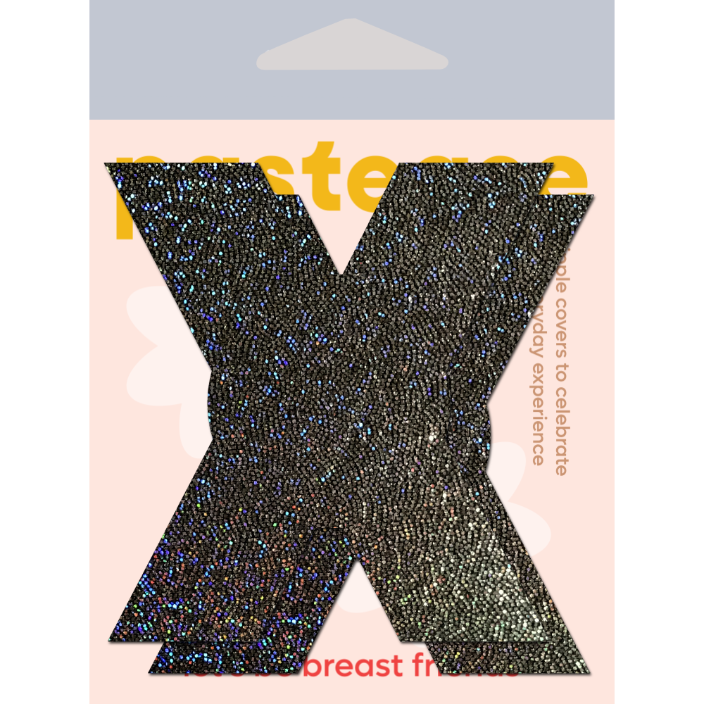 5-Pack: X: Glitter Black X's Nipple Pasties by Pastease®