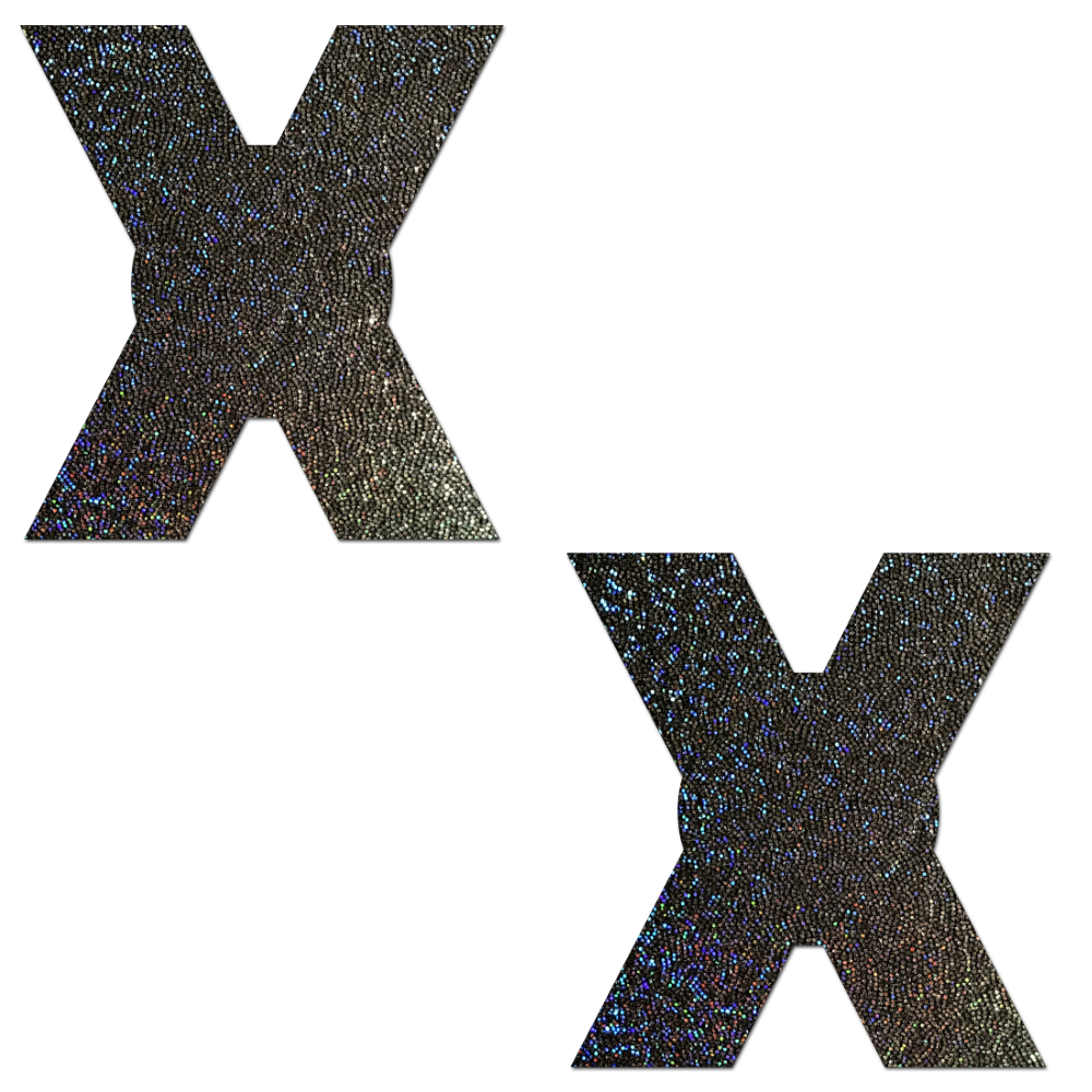 5-Pack: X: Glitter Black X's Nipple Pasties by Pastease®