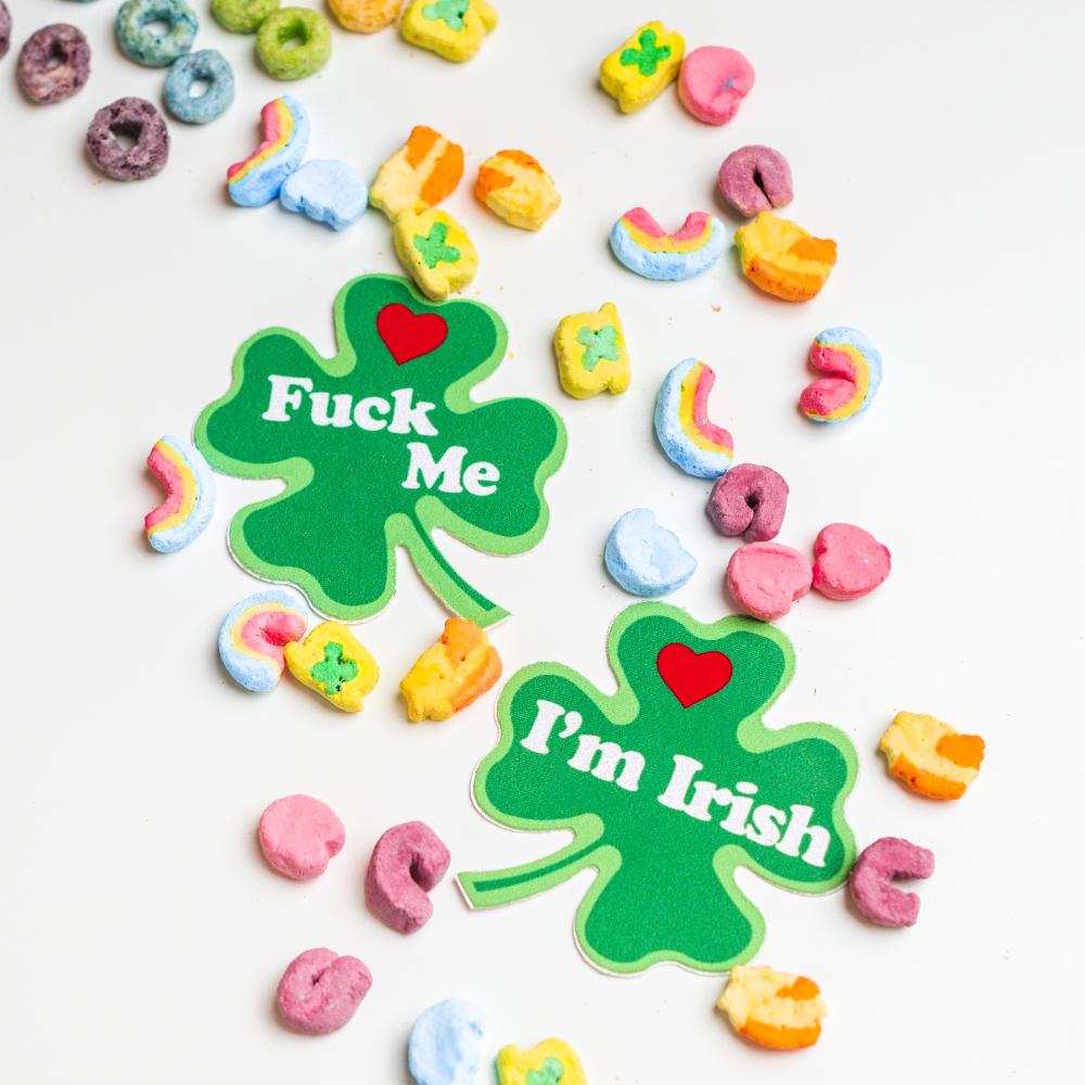 5-Pack: Four Leaf Clover: 'Fuck Me, I'm Irish' Lucky Green Shamrock Nipple Pasties by Pastease® o/s