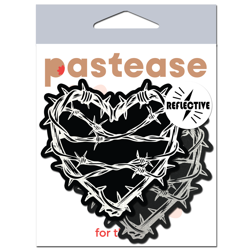 5 Pack: Barbed Wire Heart Pasties Reflective Nipple Covers by Pastease®