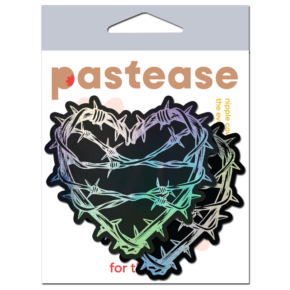 5 Pack: Barbed Wire Heart Pasties Holographic Nipple Covers by Pastease®