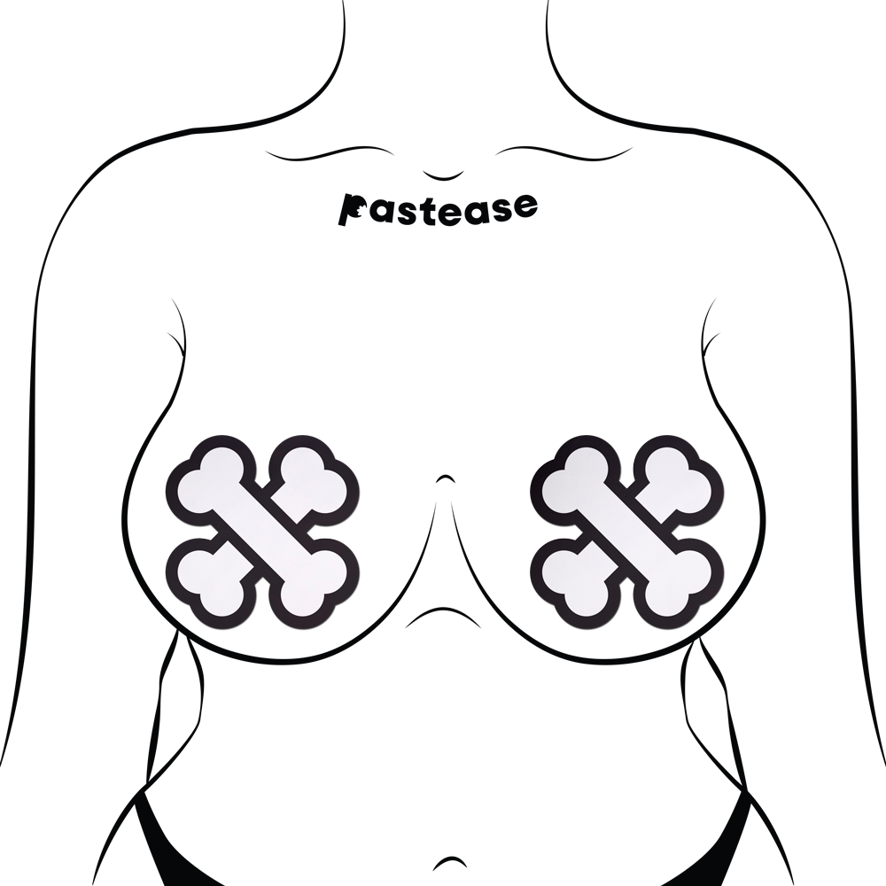5-Pack: White Crossbone Breast Pasties by Pastease®