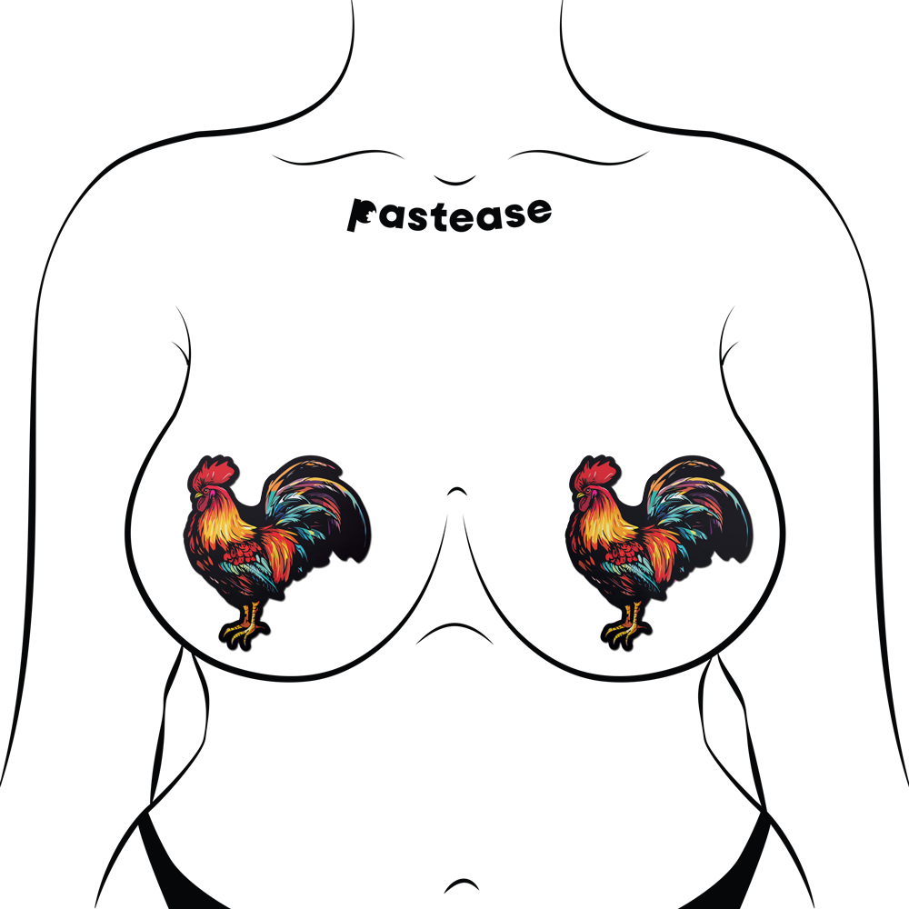 5 Pack: Cock: Colorful Rooster Chicken Nipple Pasties by Pastease