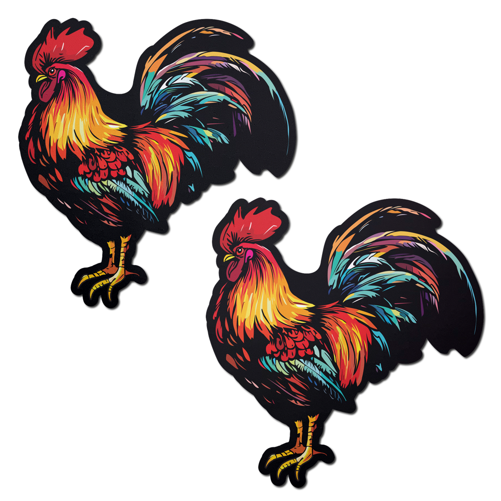 5 Pack: Cock: Colorful Rooster Chicken Nipple Pasties by Pastease