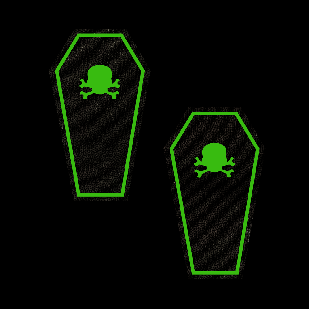 5-Pack: Black Coffin With Glow in the Dark Skull & Crossbones Halloween Breast Pasties by Pastease®