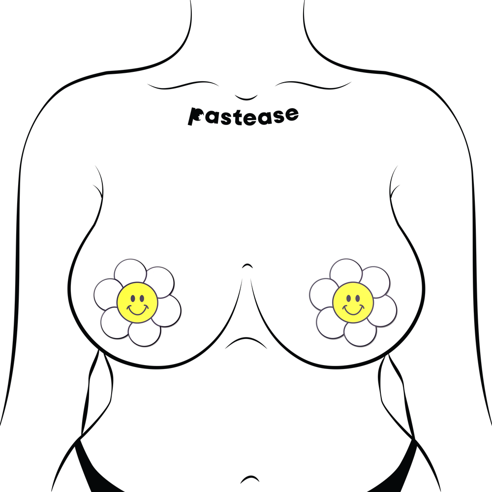 5 Pack: Daisy: Smiling Flower Happy Face Nipple Pasties by Pastease® o/s