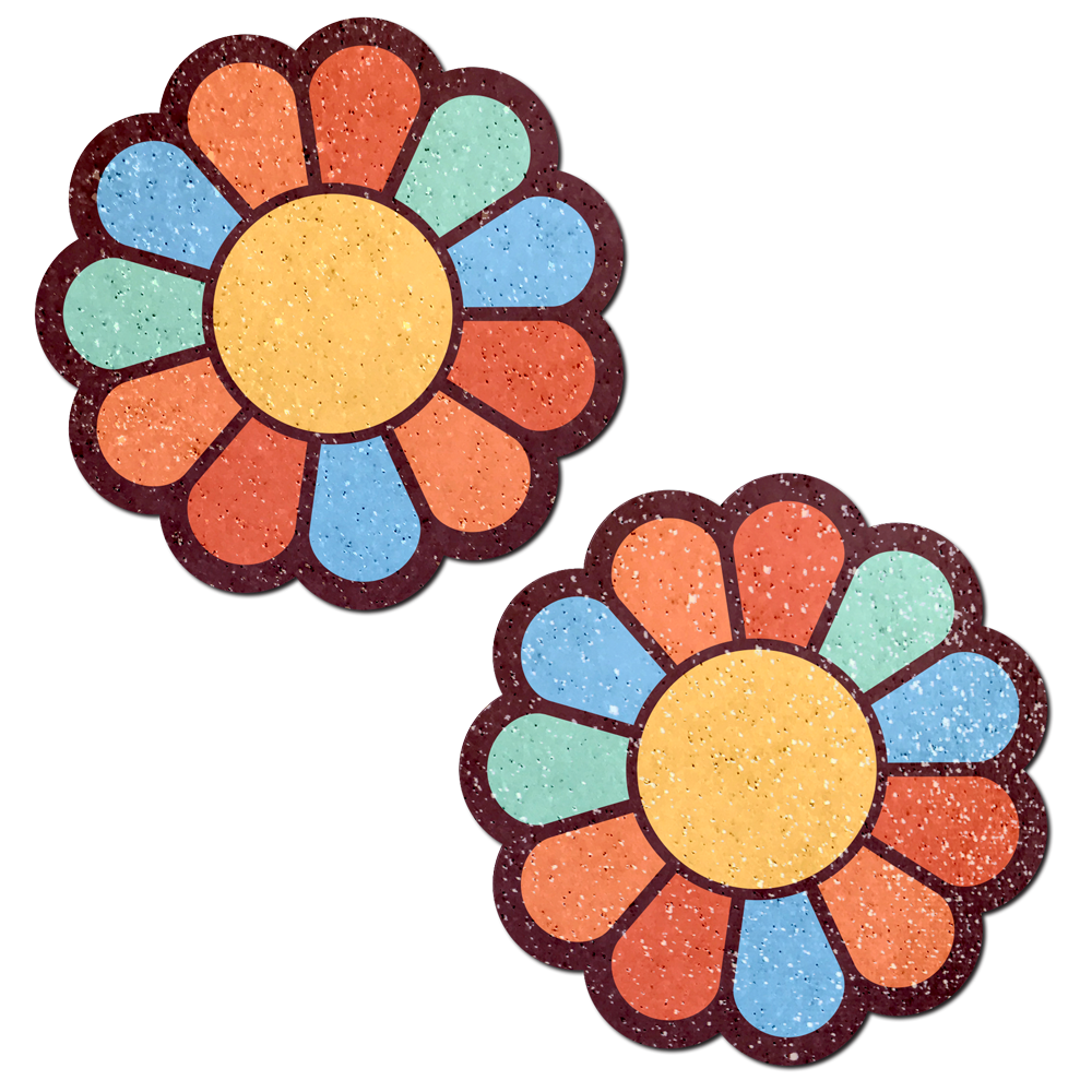 5 Pack: Rainbow Flower Pasties Hippy Rainbow Daisy Breast Covers by Pastease