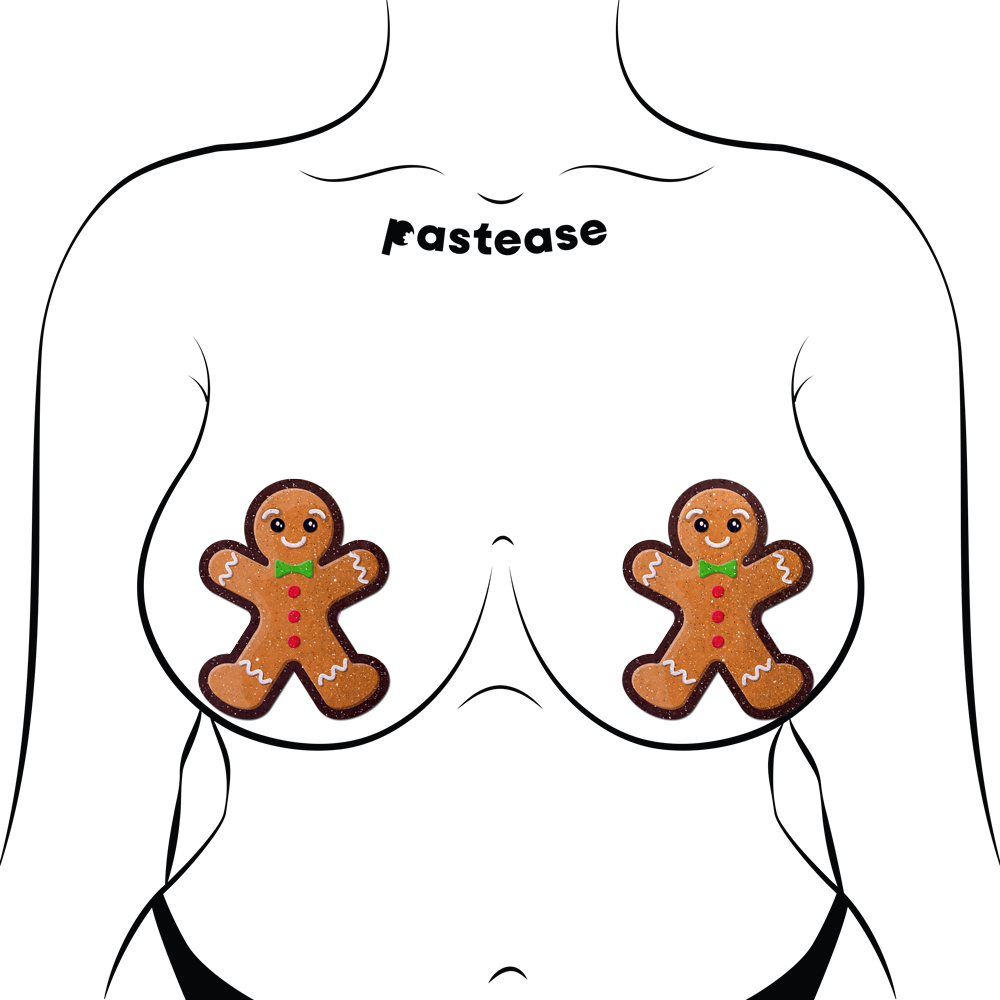 5-Pack: Gingerbread Man Woman Christmas Nipple Pasties by Pastease®
