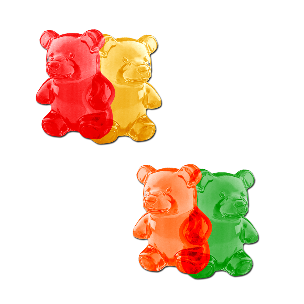 5-Pack: Gummy Bear Breast Pasties in Red, Yellow, Orange & Green by Pastease®