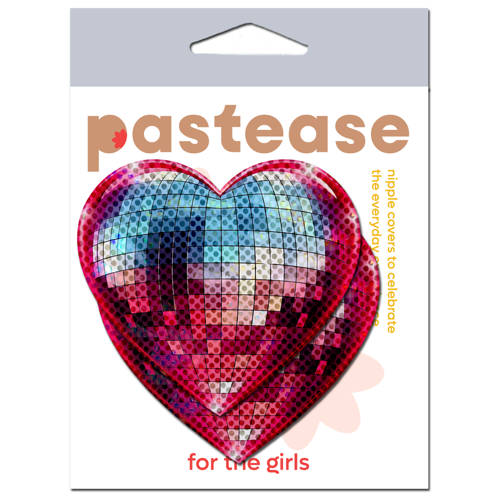 5-Pack: Discoball Heart Breast Pasties Sparkling Blue & Pink by Pastease®