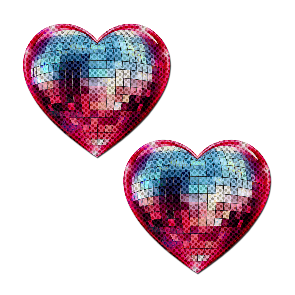 5-Pack: Discoball Heart Breast Pasties Sparkling Blue & Pink by Pastease®