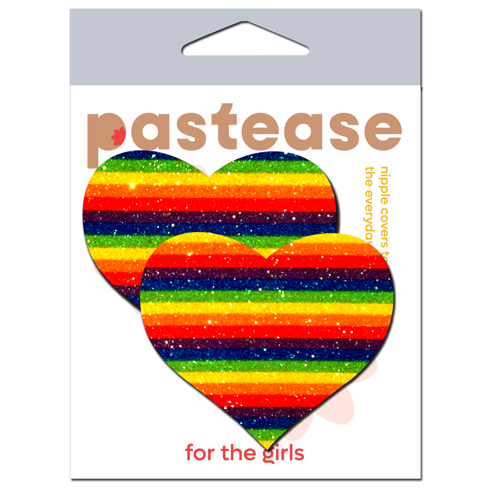 5-Pack: Love: Glittering Double Rainbow Heart Nipple Pasties by Pastease® o/s