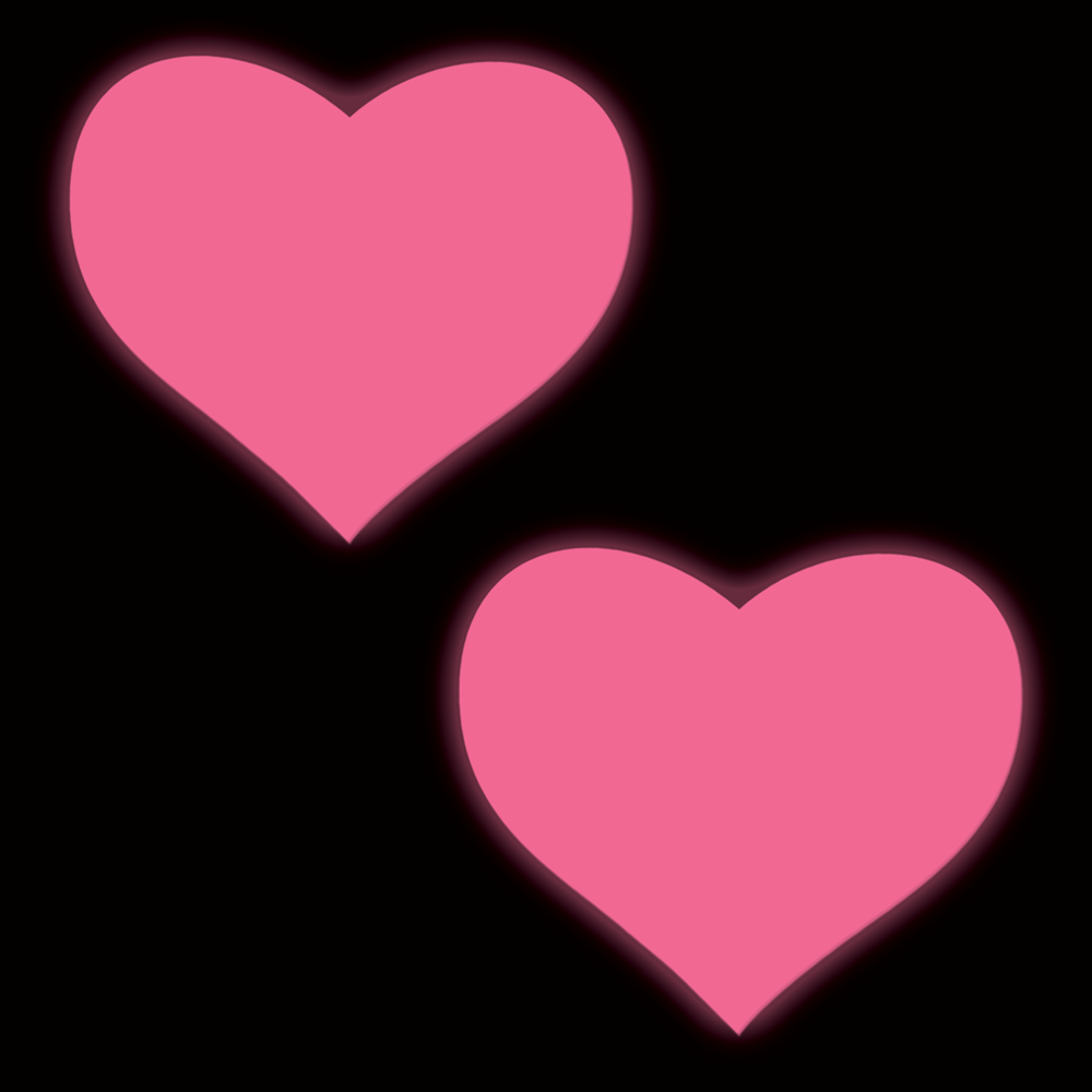 5-Pack: Love: Glow in the Dark Neon Pink Heart Pasties Nipple Covers by Pastease®