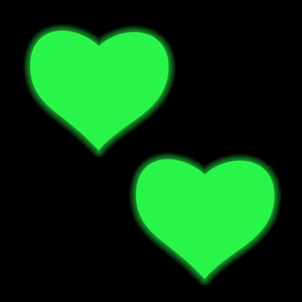 5-Pack: Love: Glow in the Dark Neon Yellow Heart Pasties Nipple Covers by Pastease®