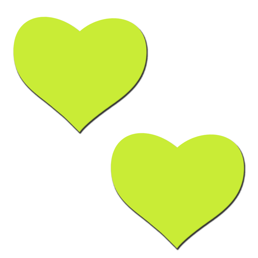 5-Pack: Love: Glow in the Dark Neon Yellow Heart Pasties Nipple Covers by Pastease®