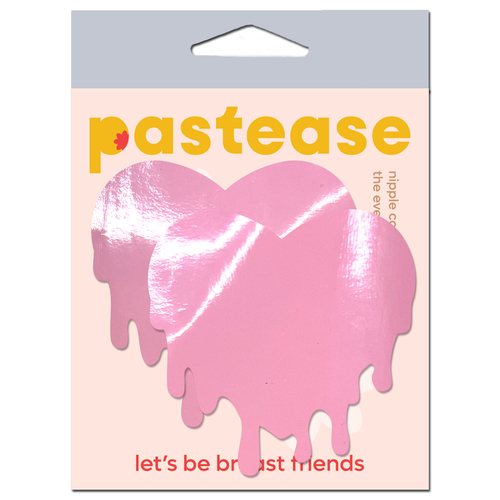Melty Heart: Faux Latex Pleather Vinyl Baby Pink Melty Heart Nipple Pasties by Pastease®