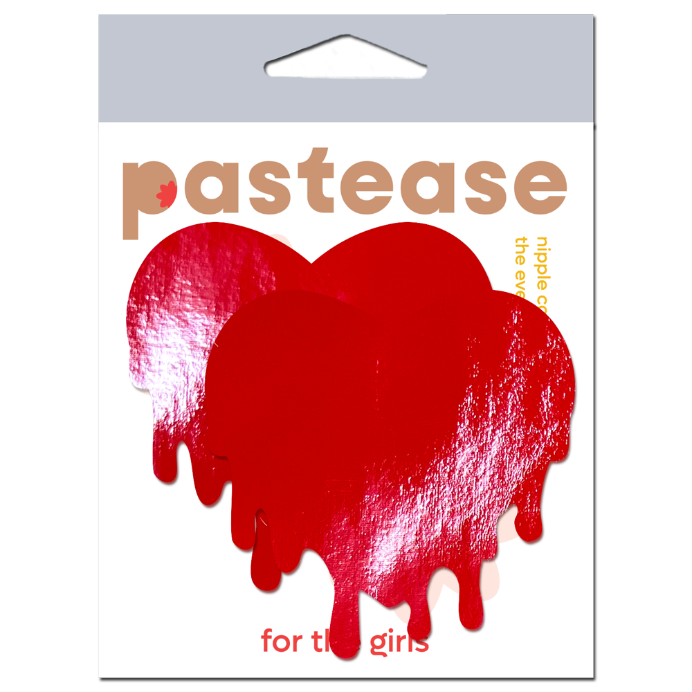 Melty Heart: Faux Latex Pleather Vinyl Red Melty Heart Nipple Pasties by Pastease®