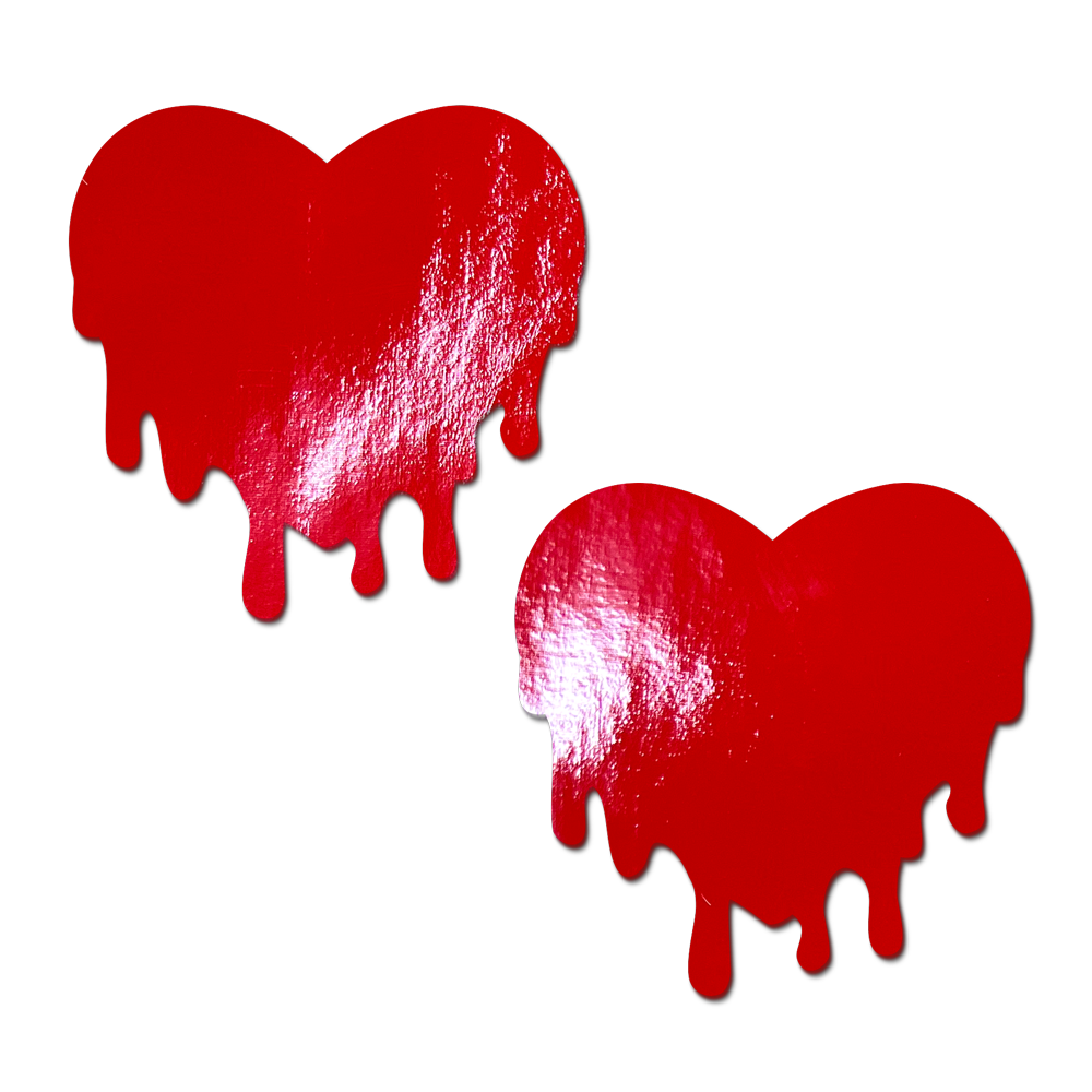 Melty Heart: Faux Latex Pleather Vinyl Red Melty Heart Nipple Pasties by Pastease®