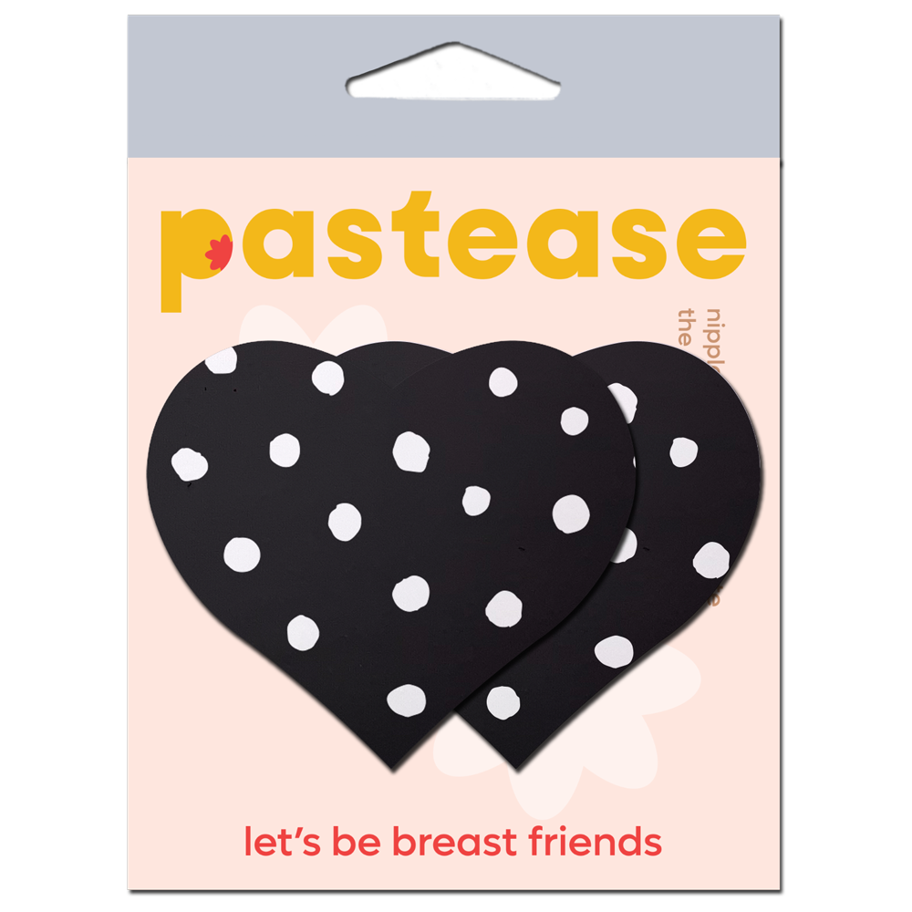 5-Pack: Black Heart with White Polka Dot Breast Pasties by Pastease®