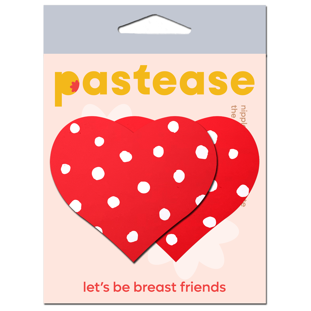 5-Pack: Red Heart with White Polka Dot Breast Pasties by Pastease®
