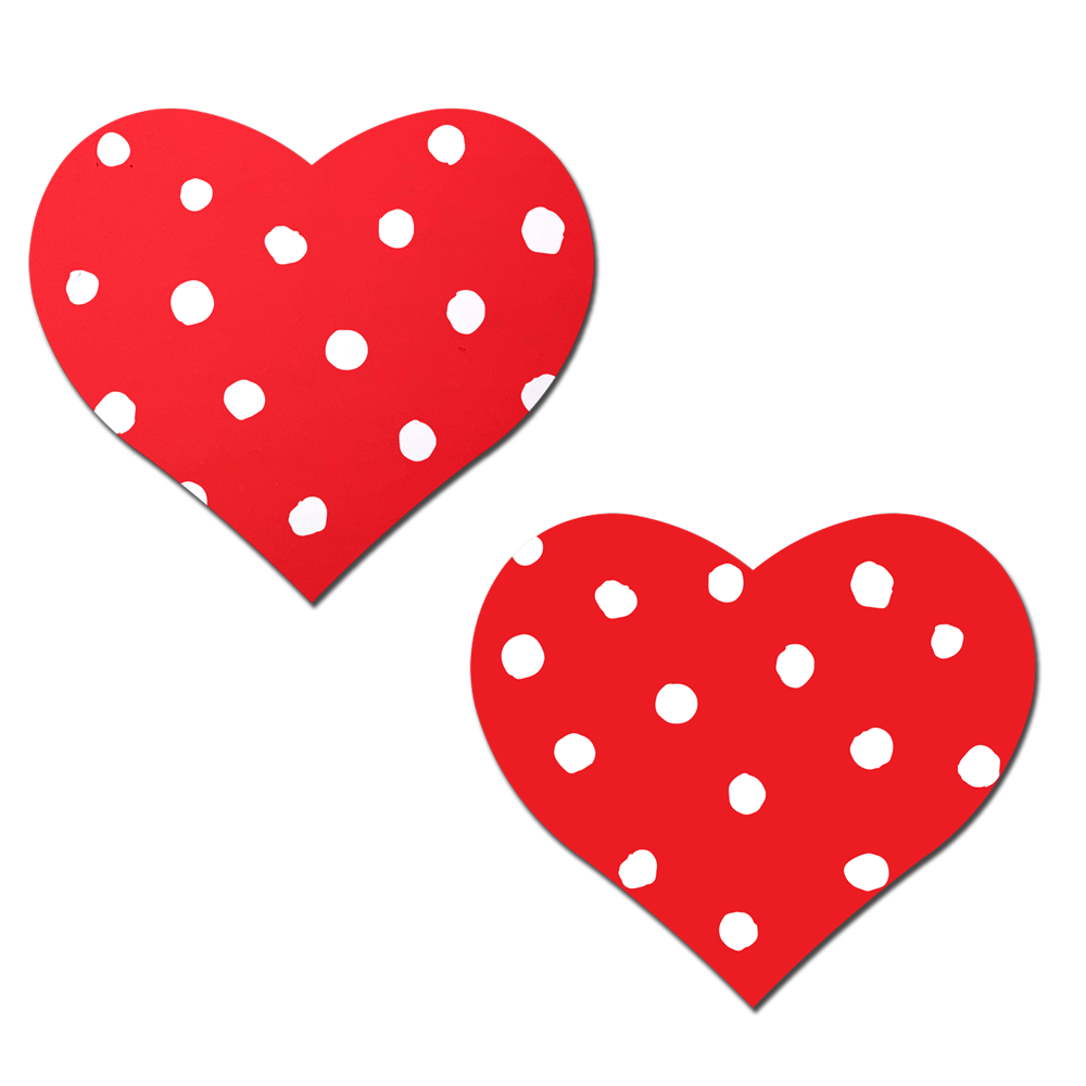 5-Pack: Red Heart with White Polka Dot Breast Pasties by Pastease®