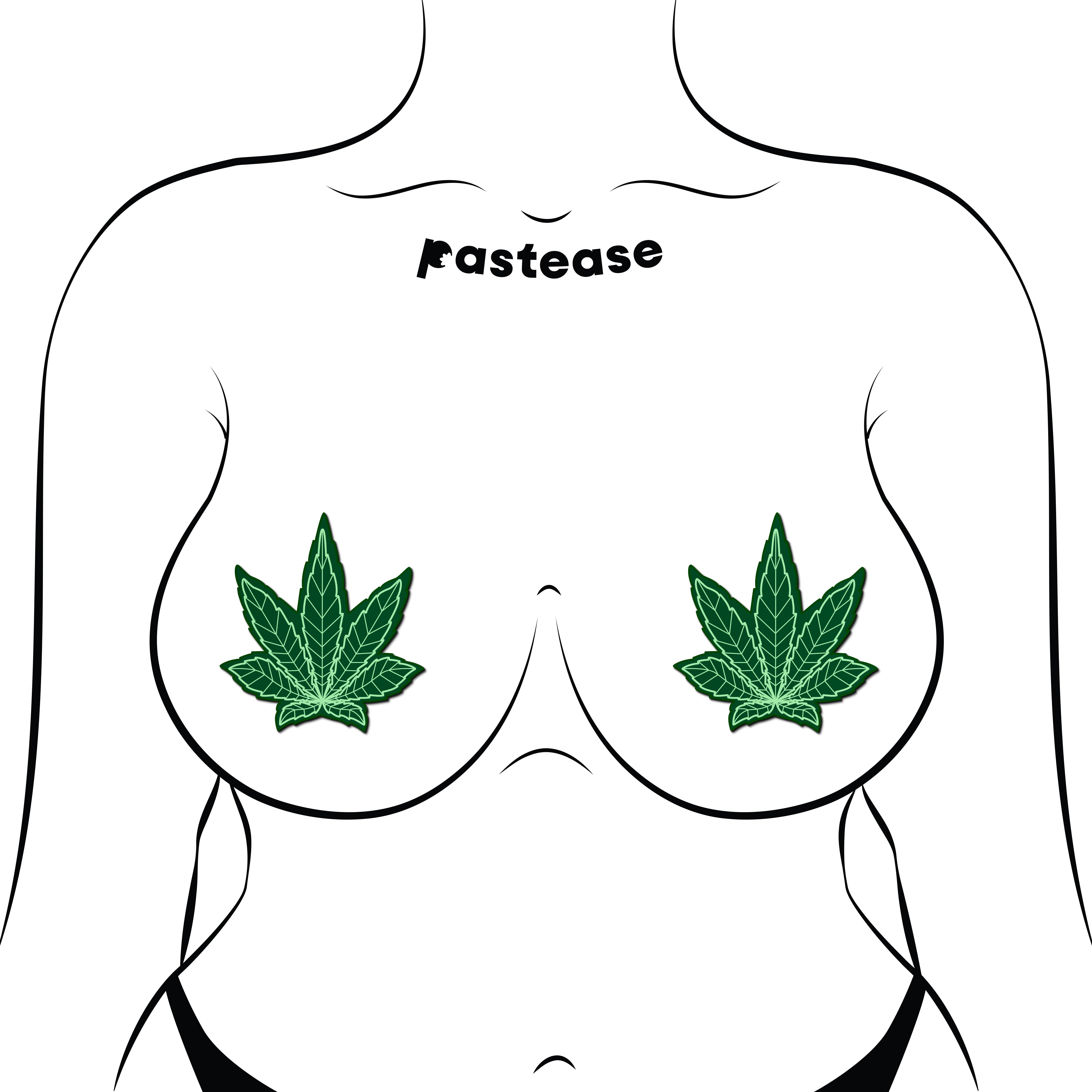 5-Pack: Indica Pot Leaf: Green Weed Nipple Pasties  by Pastease® o/s