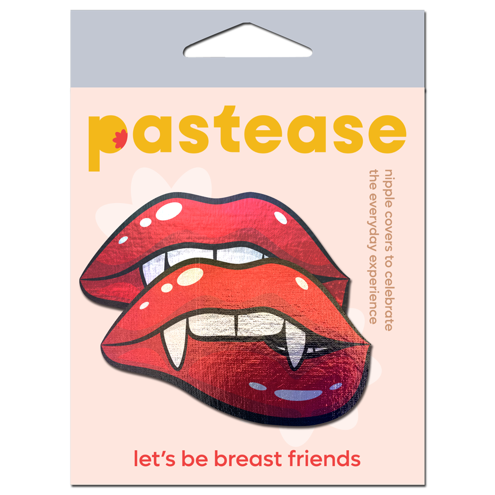 5-Pack: Vampire Fangs Pasties Biting Lip Breast Covers by Pastease