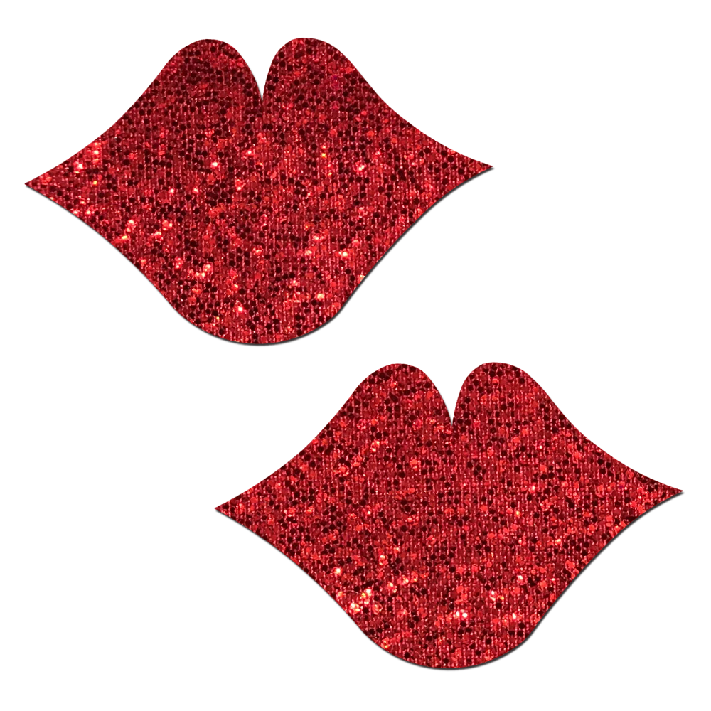 5-Pack: Kisses: Red Glittering Lip Nipple Pasties by Pastease® o/s