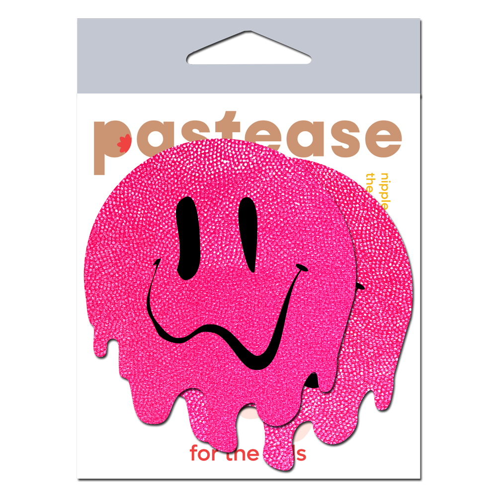 5-Pack: Melty Smiley Face: Neon PInk Melted Smiling Face Nipple Pasties by Pastease