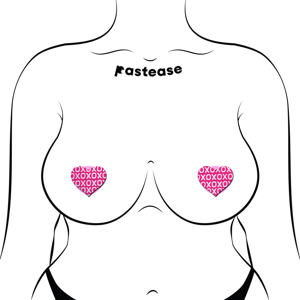 5 Pack: Petites: Two-Pair Small XO Pattern Pink Hearts Nipple Pasties by Pastease®