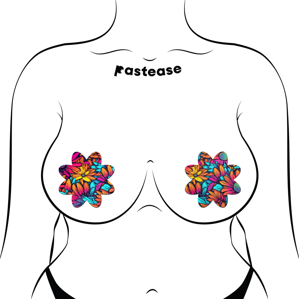 5-Pack: Neon Flowers Petal Breast Pasties by Pastease®
