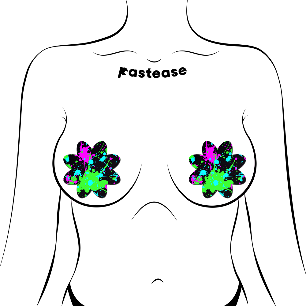 5-Pack: Vibrant Neon Paint Splatter Petal Breast Pasties by Pastease®