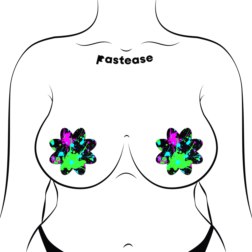 5-Pack: Vibrant Neon Paint Splatter Petal Breast Pasties by Pastease®