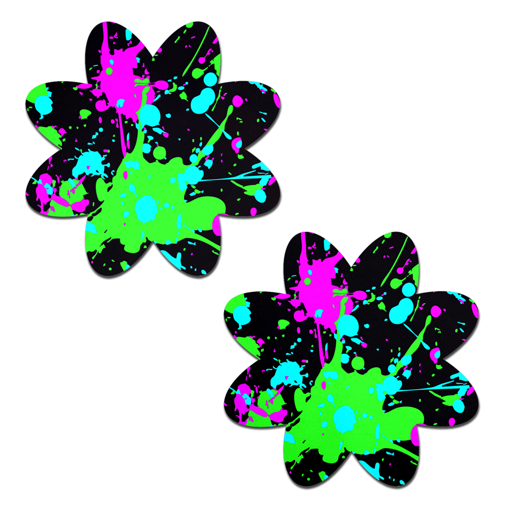 5-Pack: Vibrant Neon Paint Splatter Petal Breast Pasties by Pastease®