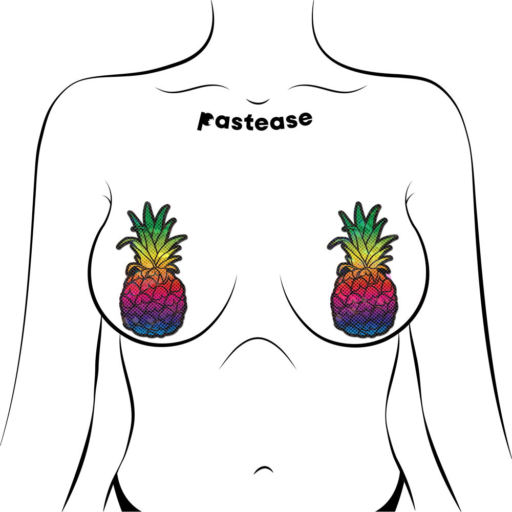 5-Pack: Rainbow Pineapple Sparkling Breast Pasties by Pastease®