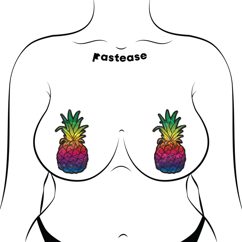 5-Pack: Rainbow Pineapple Sparkling Breast Pasties by Pastease®