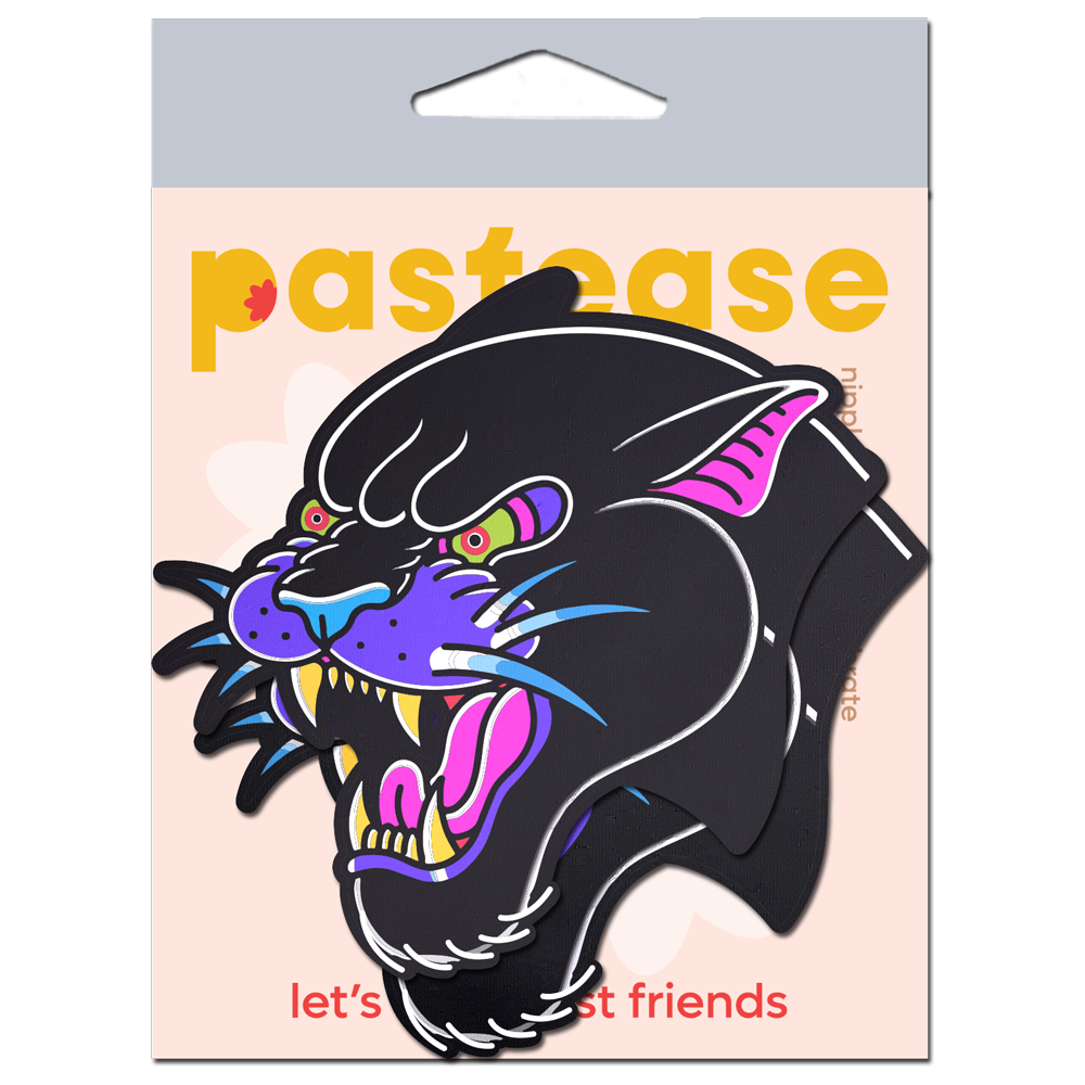 5-Pack: Black Panther Pasties Roaring Couger Tattoo Diamond Thom™ Nipple Covers by Pastease
