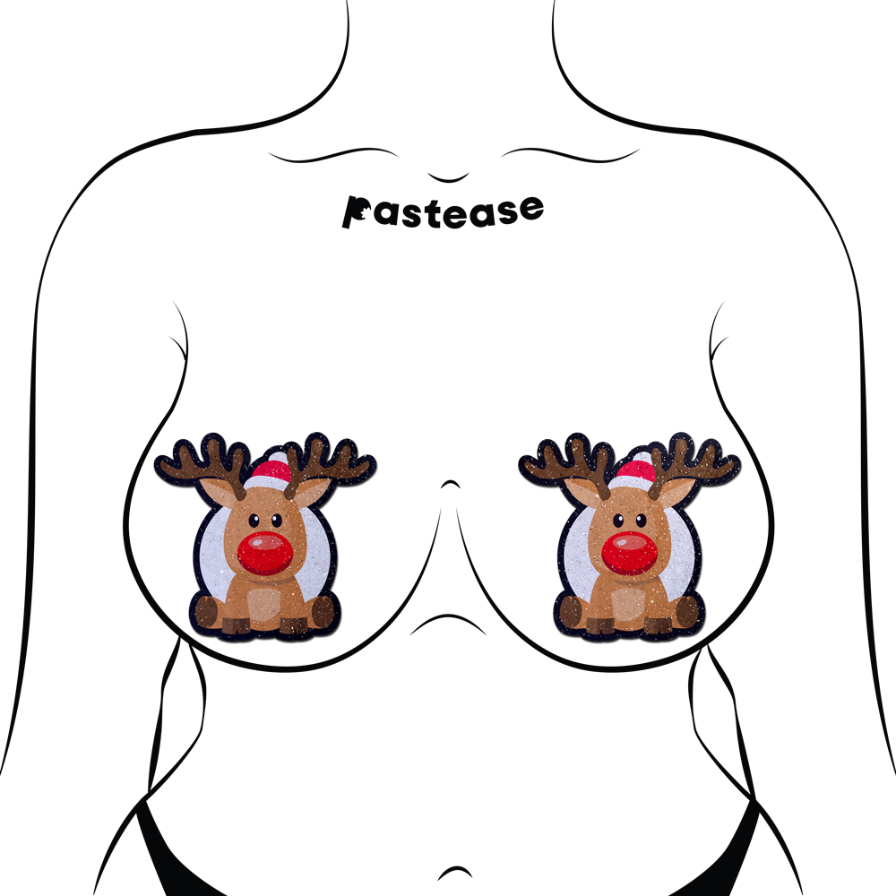 5-Pack: Reindeer: Red Nose Rudolph Nipple Pasties by Pastease®