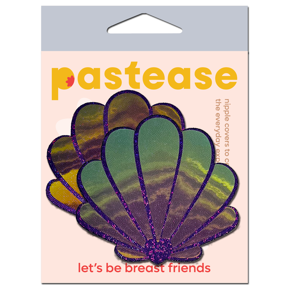 5-Pack: Mermaid Shells Pasties in Opalescent Purple & Gold Seashell Nipple Covers by Pastease®